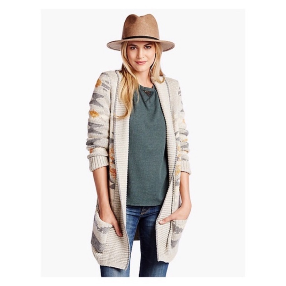 Lucky Brand small Intarsia cardigan sweater Aztec